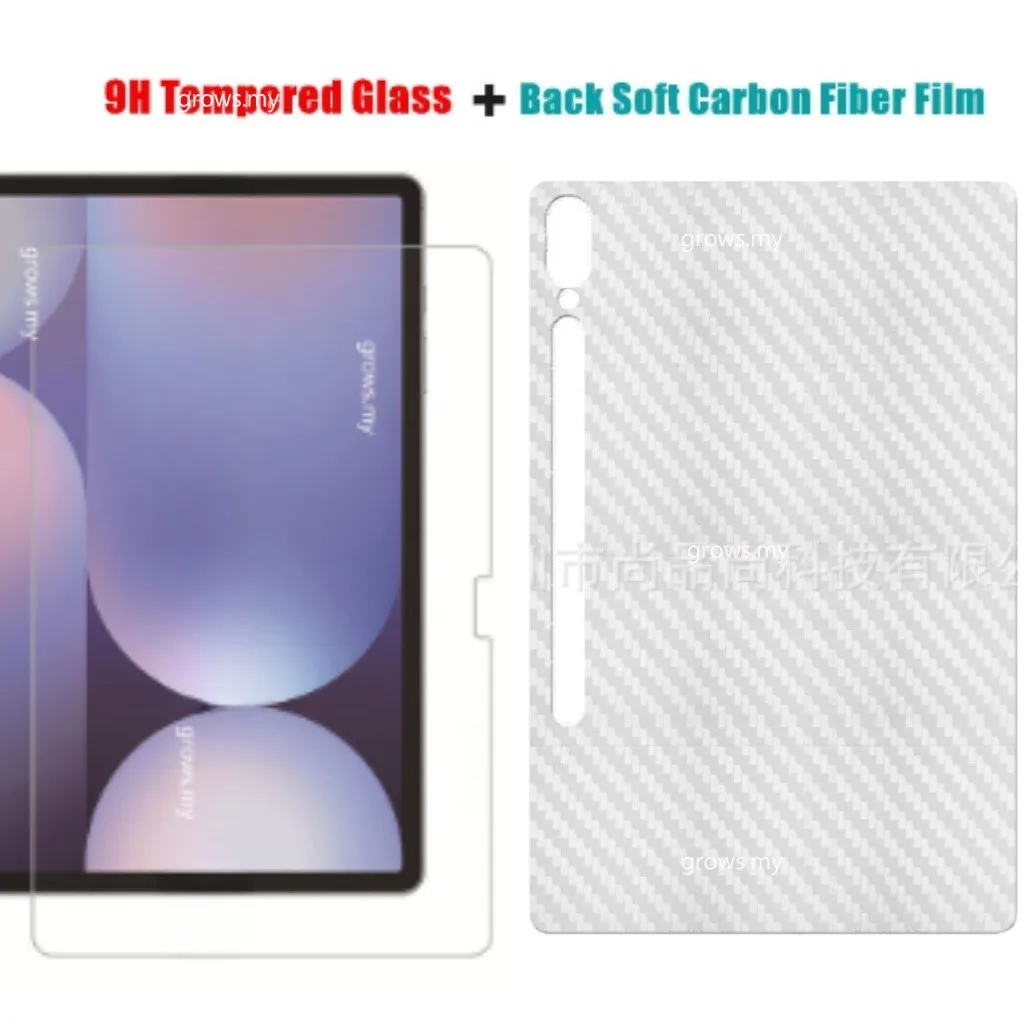 

For Samsung Galaxy Tab S10+S10 Plus 12.4"SM-X820 X826B Back Carbon Fiber Film +Front Tempered Glass Screen Protector Film