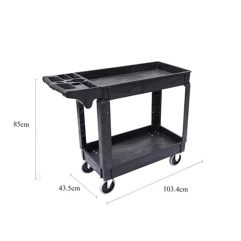 

Multi-purpose 2-Tier Hand Truck—Ideal for Warehouses Garages and Cleaning Tasks—Heavy-Duty PP-Wheeled Hand Truck