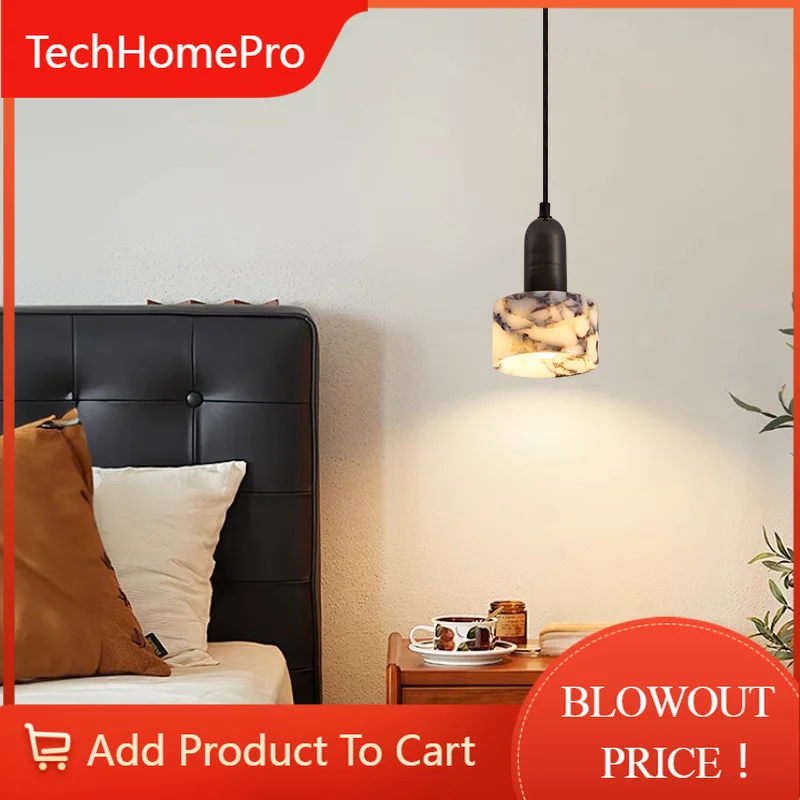 TechHPBedroom Bedside Pendant Lamp Natural Marble Italian Minimalist Living Room Entrance Table