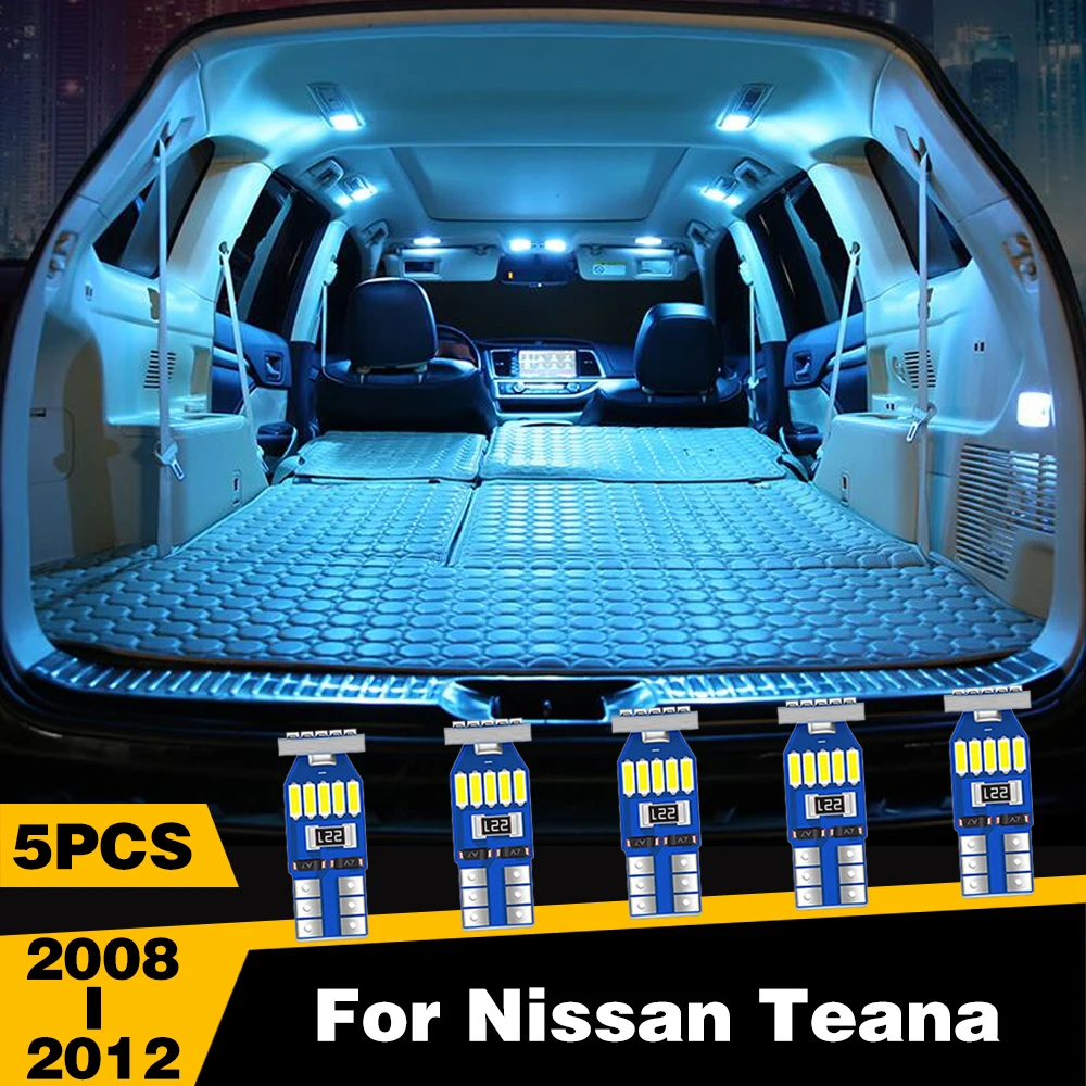 

5 Pcs White Ice-Blue Color LED Highlight Car Interior Dome Reading Light Roof Lamp For Nissan Teana 2008-2012 Accessories