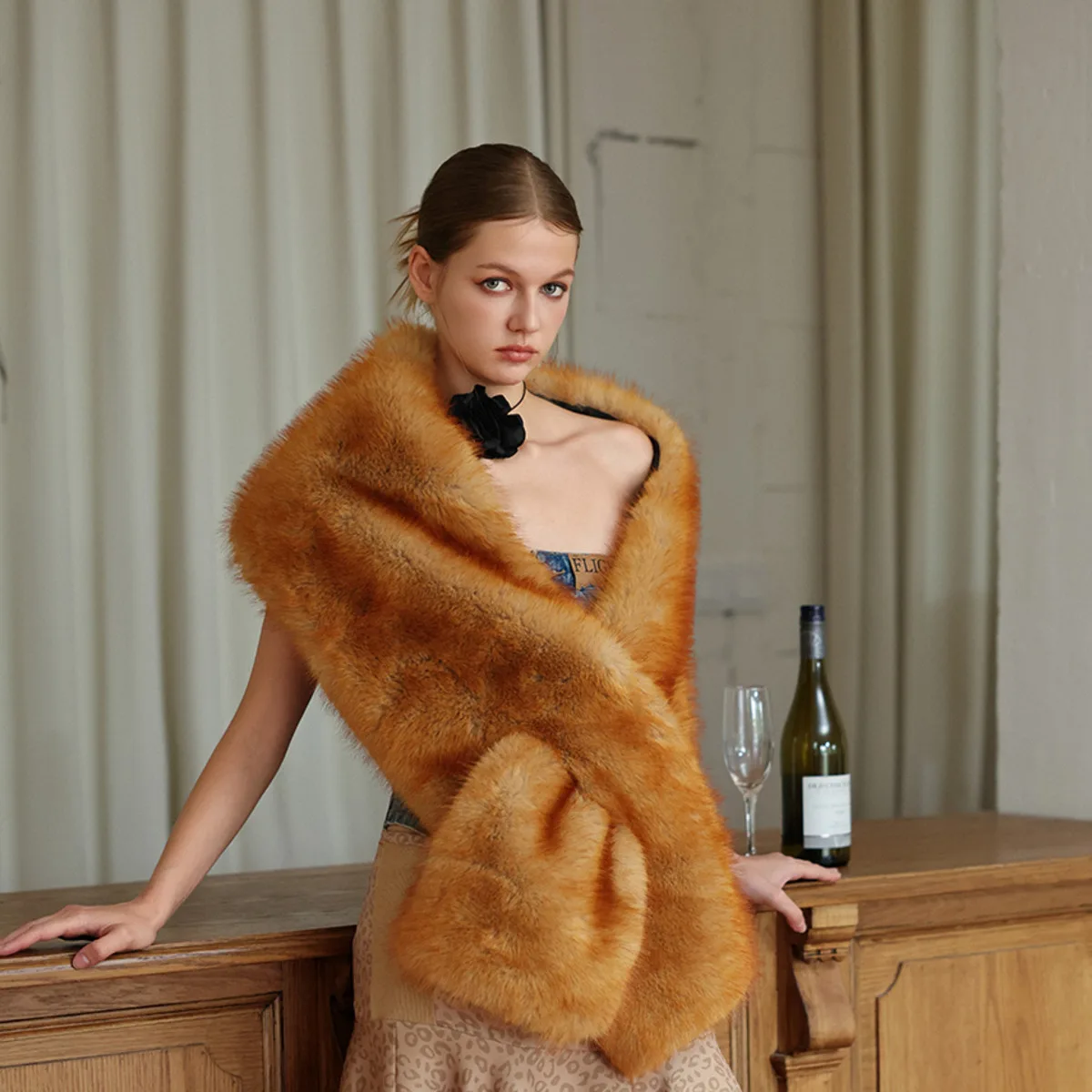 KWTX Natale Donna 2025 Inverno Caldo Lusso Pelliccia Mantello Sciarpa Elegante Designer Stola Ufficio Festa Serata Streetwear Moda