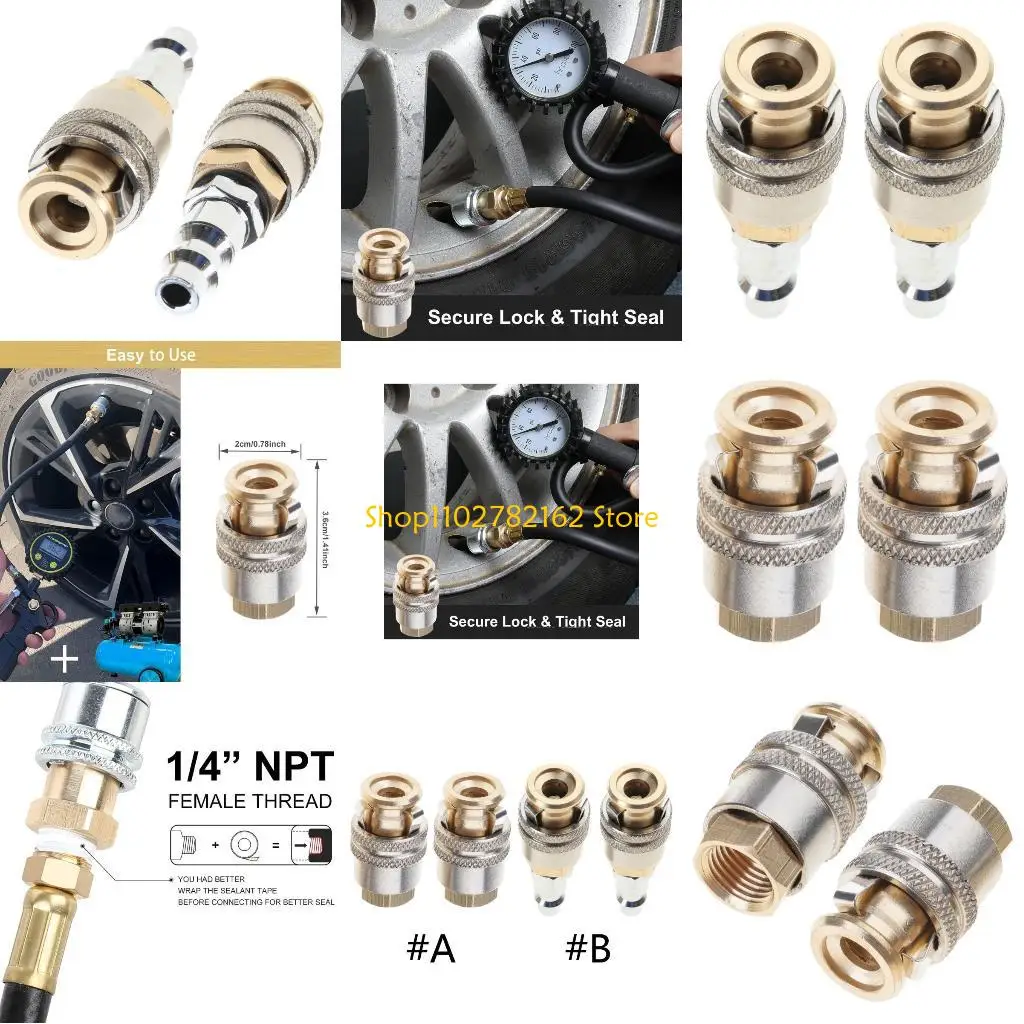 

547B Reliable Locking Tire Inflation Connector Brass Tire Air Chuck Simple to Use for homes Garages & Auto Repair Shops