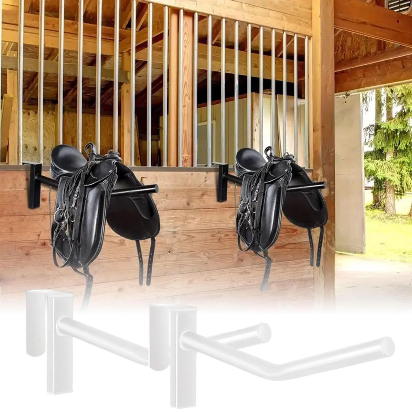 Multi-purpose Iron Horse Saddle Organizer Blanket Rack for Doors Stall Wall Storage Barn Garage Trailer
