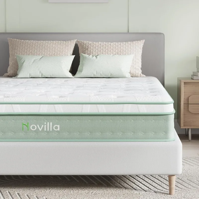 Queen Mattress, 12 Inch Hybrid Mattress, Gel Memory Foam with Individual Pocket Springs for a Peaceful Sleep,with Quilted Cover