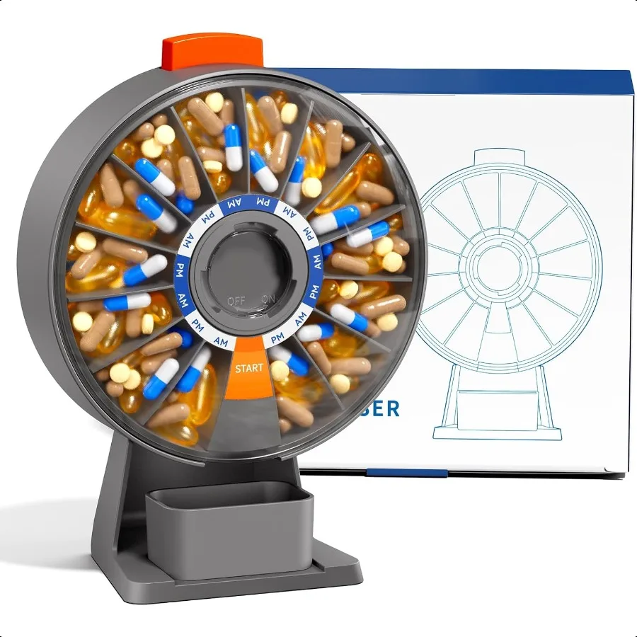 

Большой диспенсер для таблеток, еженедельный органайзер для таблеток, 7-дневная коробка для таблеток Am Pm, 14-дневный органайзер для таблеток для ежедневных лекарств с настенным креплением или Standi