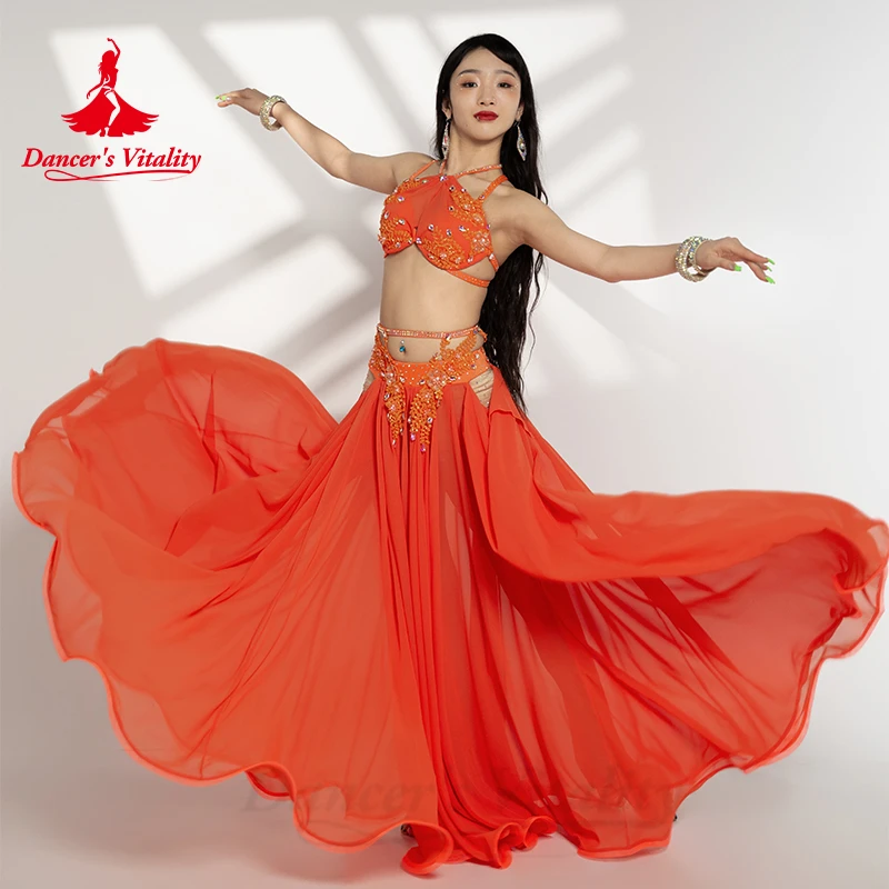 Belly Dancer Costume Set for Women\'s Advanced luxury AB Stones Chiffon Suit Customized Adult Child Oriental Dancing Outfit