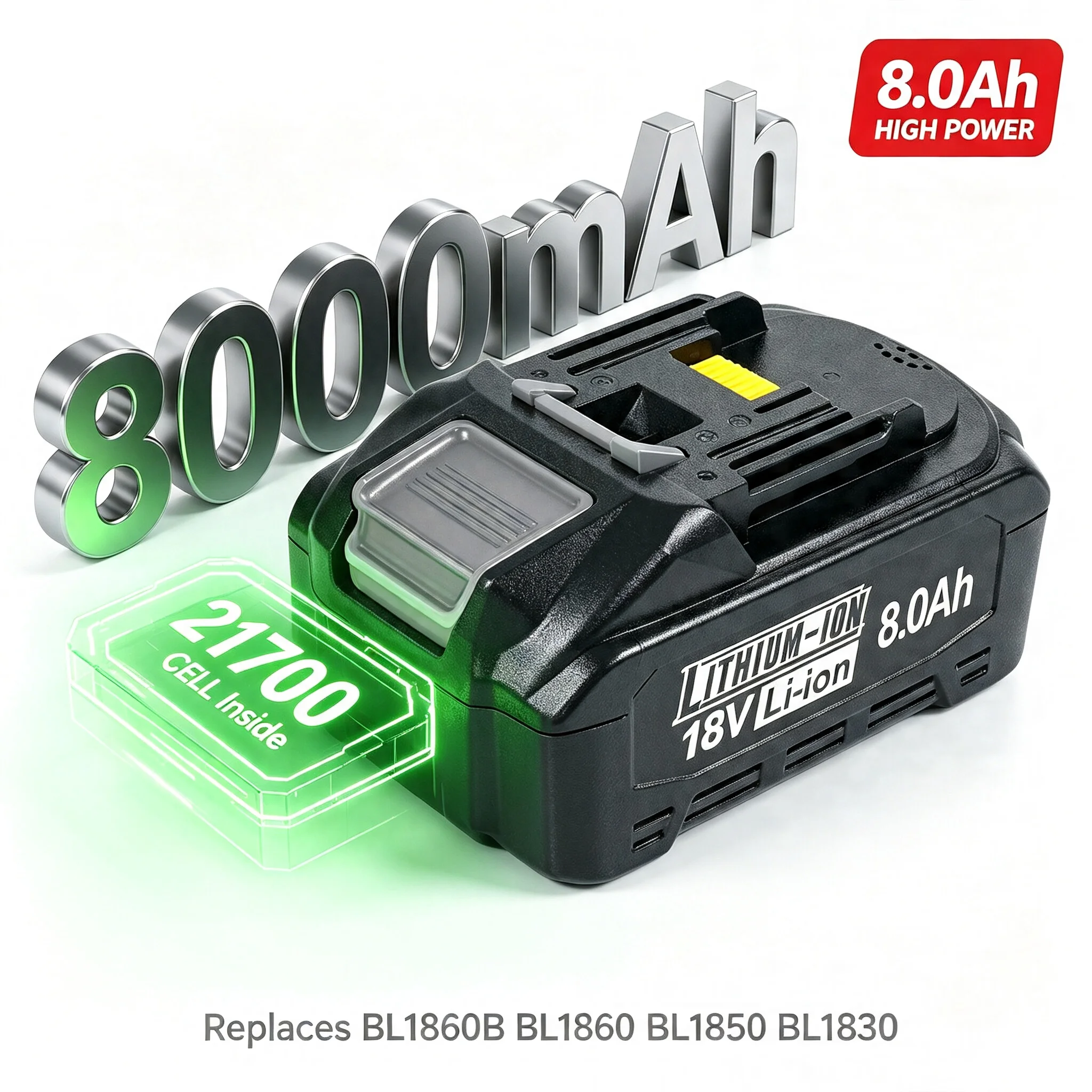 18V 8000mAh battery for replacement Makita 21700 LXT BL1860B BL1860 BL1850 lithium-ion power tool battery