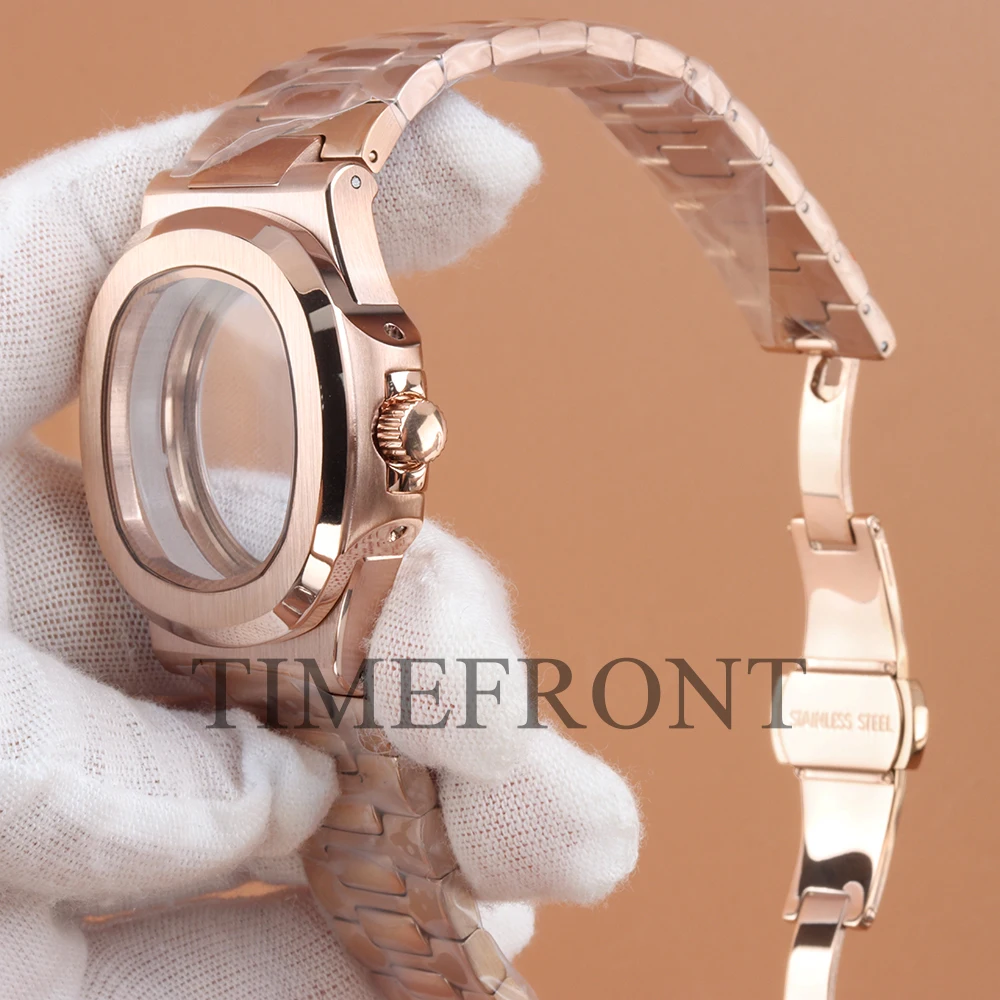 40mm Rose gold Watch Case Stainless Steel For Modified Nautilus nh35 nh36 nh38 Movement 29.8mm Dial and Hands Watch Accessories