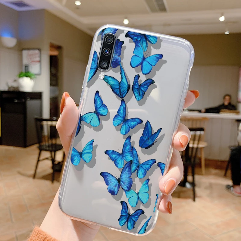 Cute Fashion Case For Samsung Galaxy A50 A50s A70 A30s Back Cover Flowers Transparent Soft Silicone Coque For Samsung A70 Capa