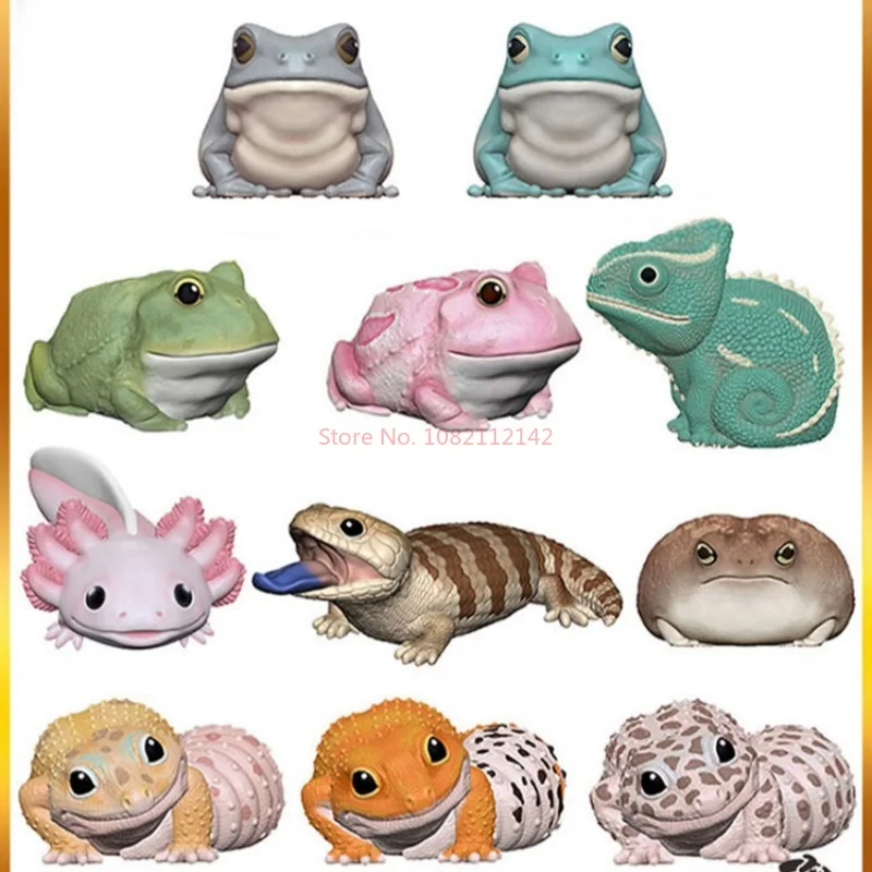 Nowa marka Bandai na gorąco, autentyczne symulowane zwierzęta Eublepharis Macularius Ambystoma Mexicanum zwierzęca ręcznie figurka dekoracja blatu
