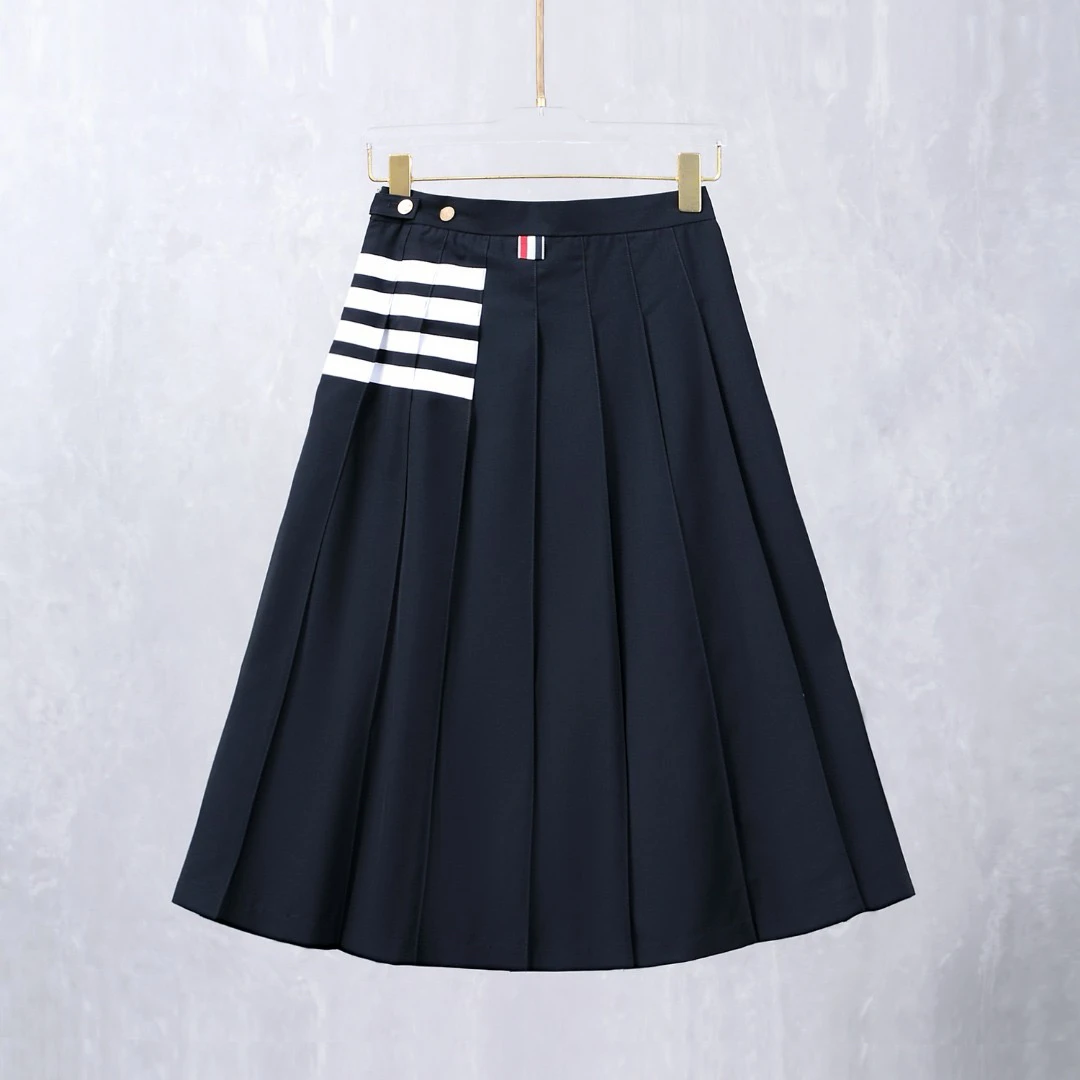 

Slimming High Waist Midi Skirt for Women Spring 2025 Faionable Four Bar Pure Color Cotton Casual Stand Fit Skirt
