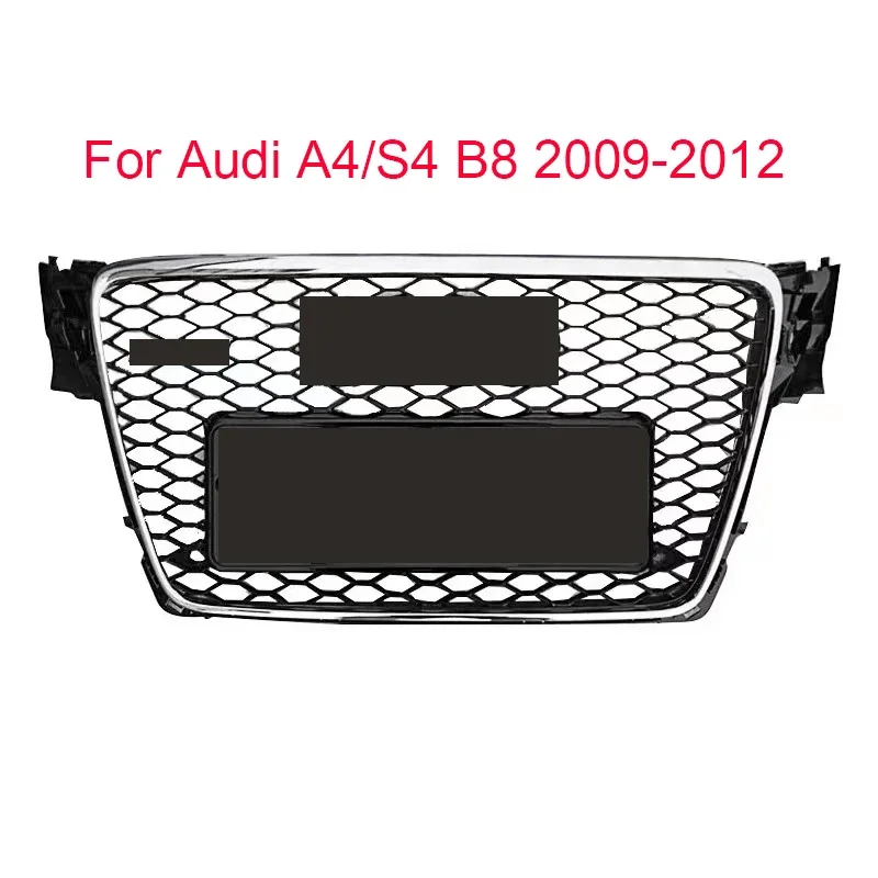 

Car Modification Front Bumper Grille Grill Fit for Audi A4/S4 B8 2009 2010 2011 2012 (Black + Silver) Mesh