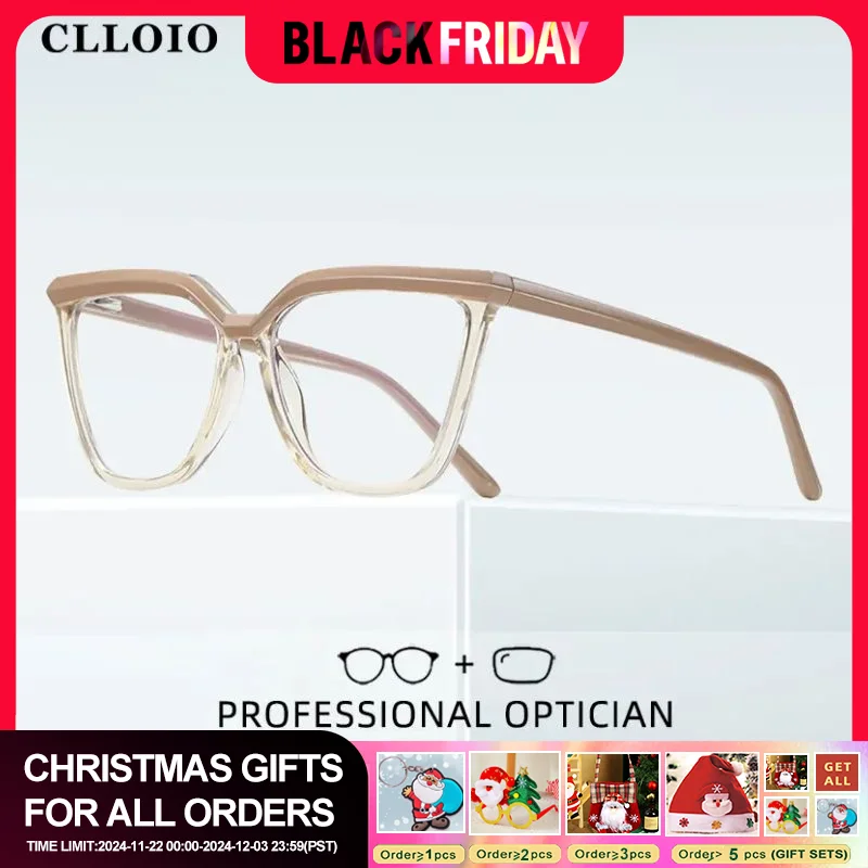 CLLOIO TR90 Fashion Reading Glasses For Women Anti Blue Light Computer Glasses Myopia Hyperopia Prescription Optical Eyeglasses