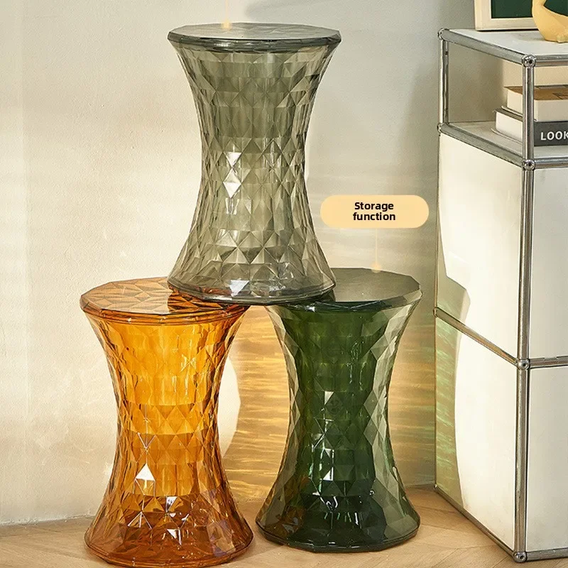 New Durable Nordic crystal stool colored transparent stool bathroom home shoe changing stool low stool