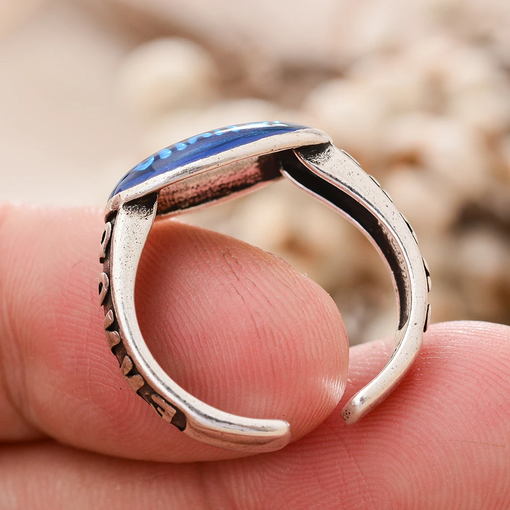 Hot Sell Elegant Colored Drop Glaze Bonne Chance Letter Thai Silver Female Party Ring Jewelry For Women New Year Gifts
