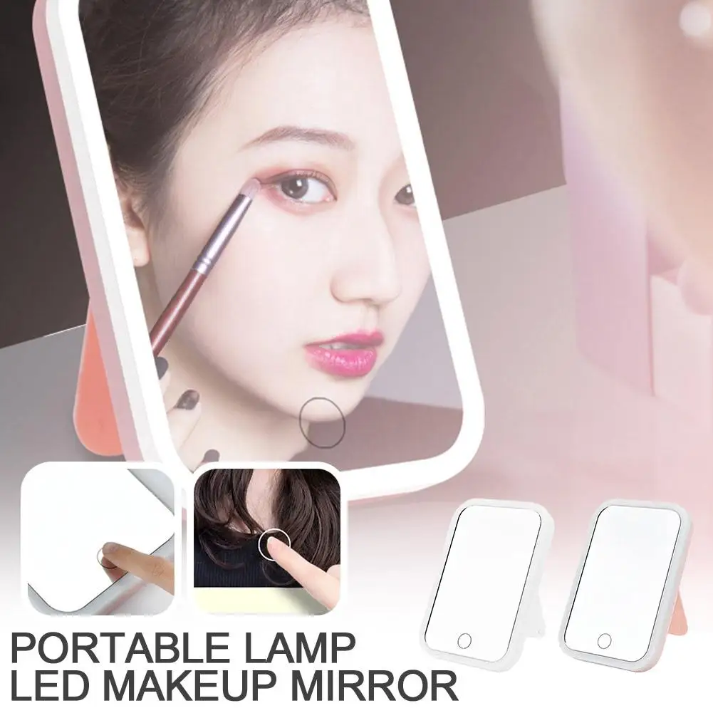 Portable Folding Mirror Lighted Mirror LED 3Colors Makeup Mirror Dressing Light With Z9K1 Travel Table Charging Modes USB J4B2