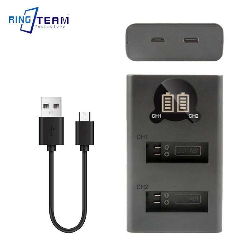 Ab1 Batterij + Usb Dual Oplader Voor Dji Osmo Ab1 Action Sport Camera Als Dji Ab1 Batterij, Dji Osmo Action Ab1 Batterij