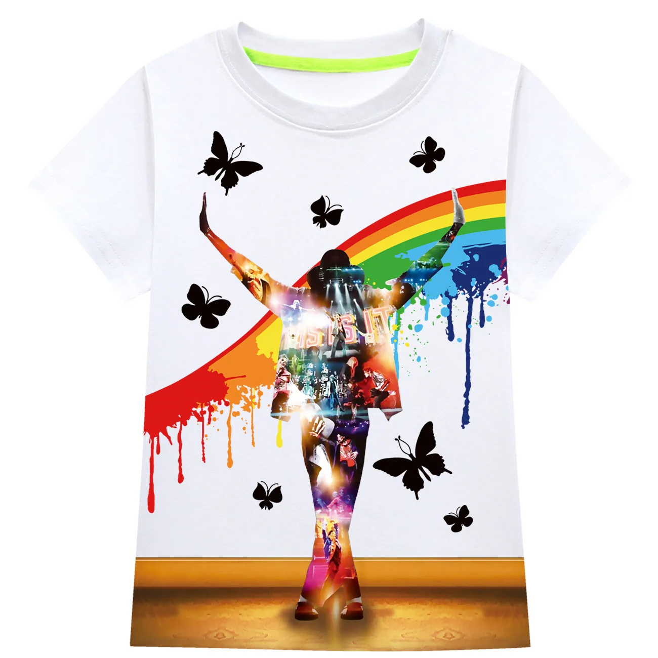 Summer Kids Michael Jackson Rock N Roll T-Shirt Children's Fashion Crew Neck Top Casual Clothes for Baby Boys And Girls