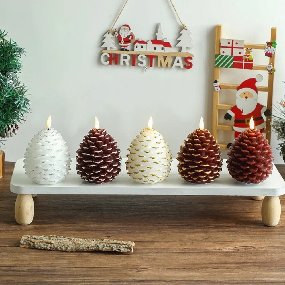 Simulation Pine Cone Christmas LED Candle Lights Electric Convenient Pine Cone Lights Versatile Paraffin Wax Lights Fake Candles
