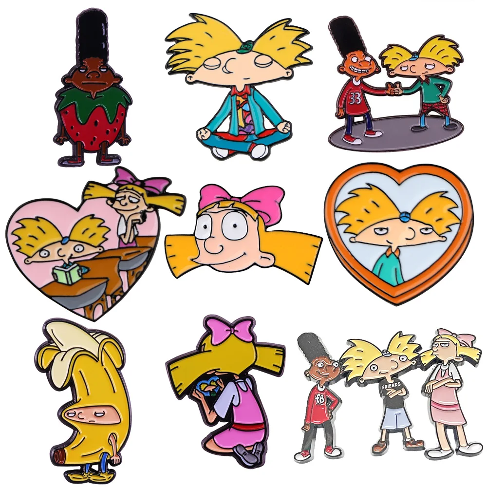 90s Cartoon Hey Arnold! Lapel Pins for Backpacks Women's Brooch Badges on Clothes Enamel Pins Fashion Jewelry Accessories