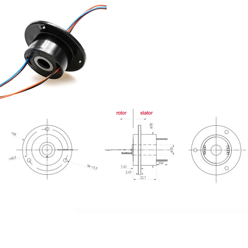 1 pz foro passante Dia 10mm anello di contatto cavo 4CH 2A raccolta elettrica scorrevole connettore giunto rotante a 360 ° per Monitor Gimbal