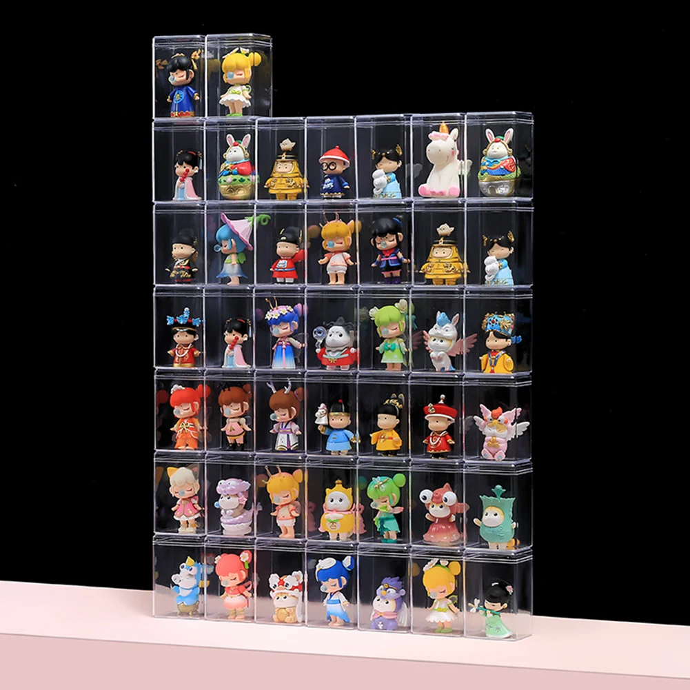 Figurines Display Case Stackable Clear Figurine Protection Box Free Standing Figures Collectible Organizer for Desktop Storage