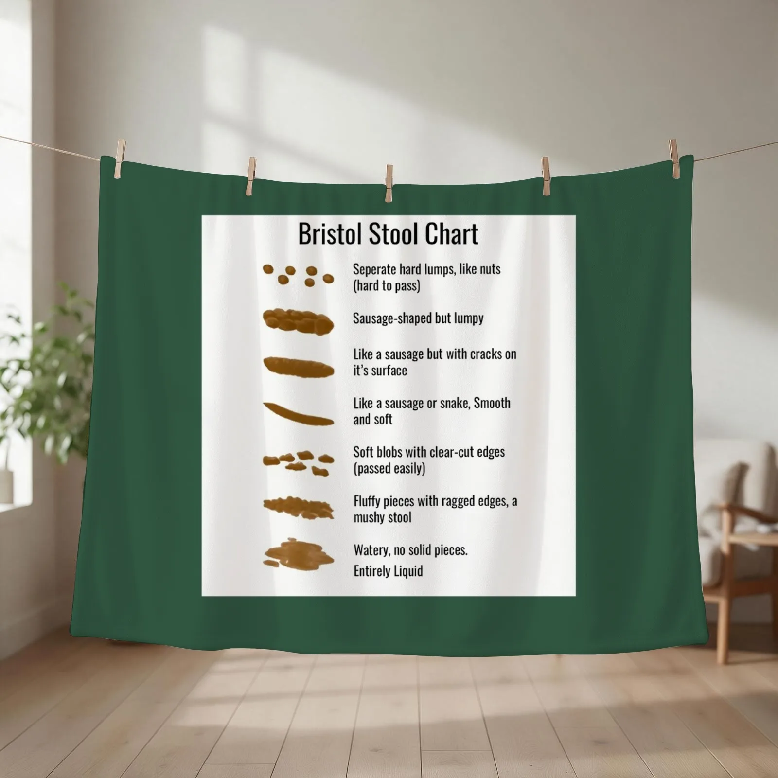 Bristol Stool Chart Throw Blanket couch cozy soft plush fuzzy picnic outdoor blanket