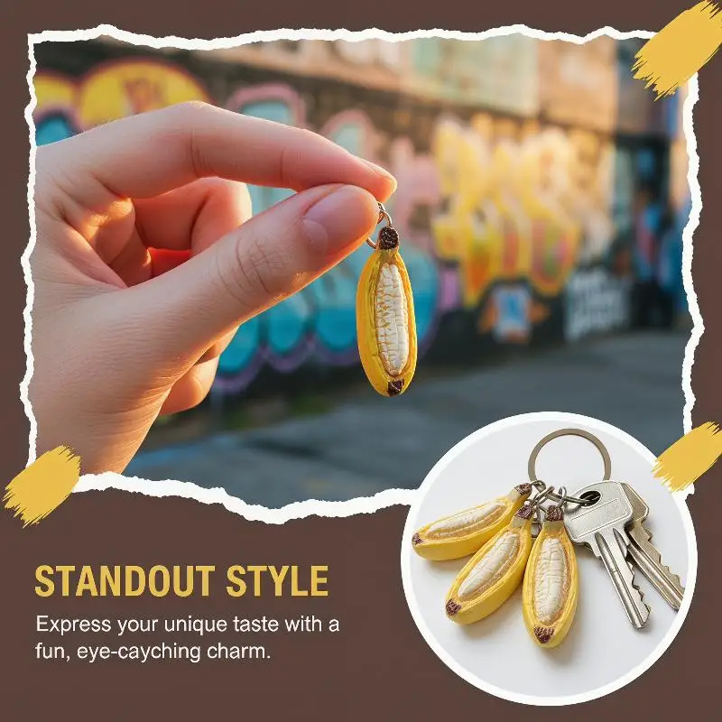 Handmade Resin Keychain for Anxiety Alleviation Creative Banana Boat Charm to Carry view 2