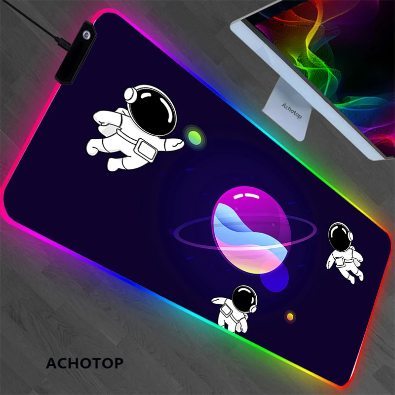 

Space 900x400mm XXL Lockedge Large RGB Cute Gaming Mouse Pad Computer Gamer Keyboard Mouse Mat Desk LED Mousepad for PC Desk Pad