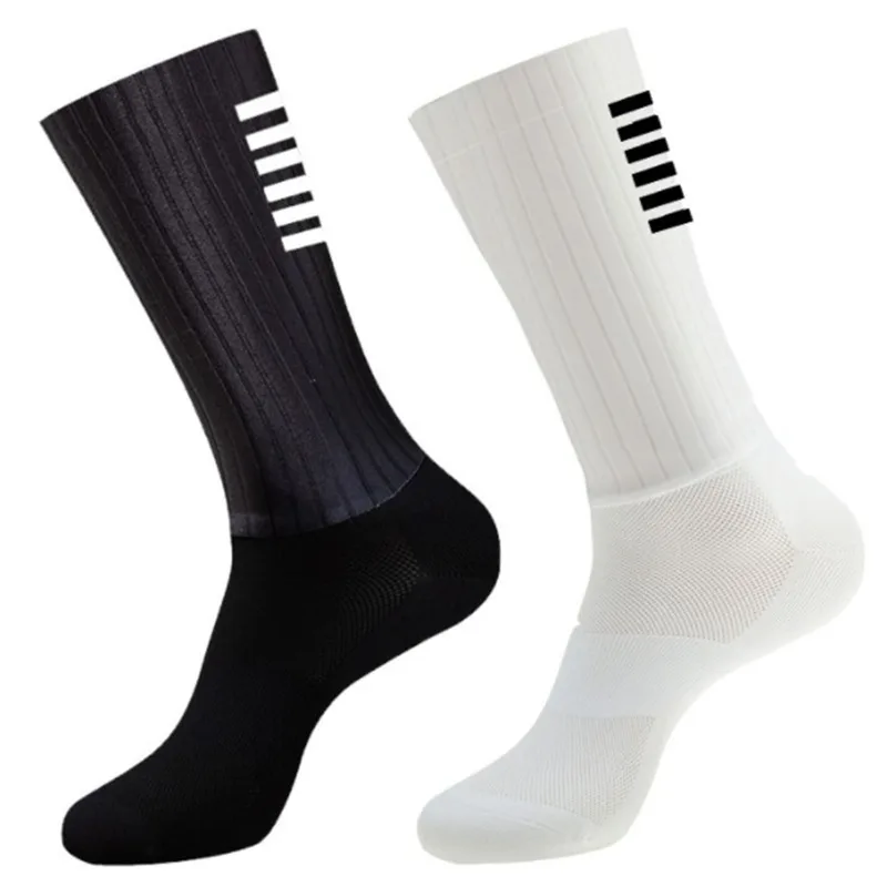 Anti Summer Aero Silicone Socks Slip Whiteline Cycling Socks Men Bicycle Sport Running Bike Socks Calcetines