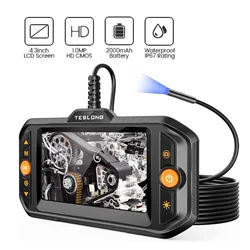 5.5mm Endoscope Camera 0.21inch Borescope with Light and Screen Flexible Automotive Scope Home Waterproof Fiber Optic Inspection