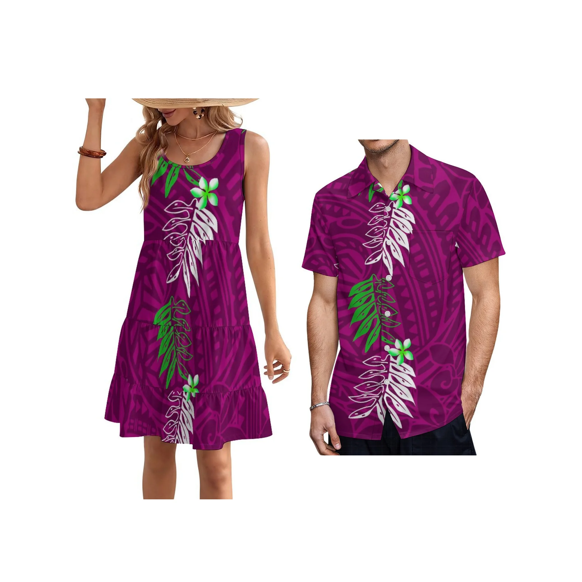 Fiji Tonga Polynesian Design Womens Multi Tiered Mini Crew Neck Sleeveless Dress Wholesale Custom Plus Size Party Dress