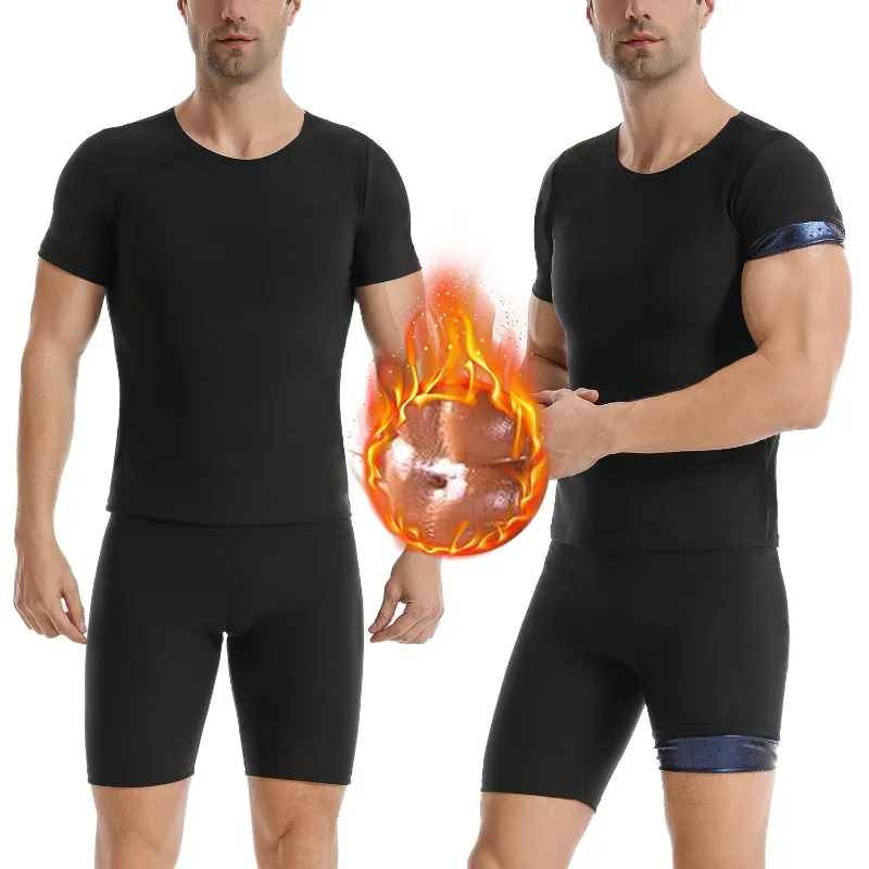 

Men's Sauna Sweat Suit & Shorts soft elastic fabric burns fat Perfect for running, gym fitness bodybuilding & outdoor sports