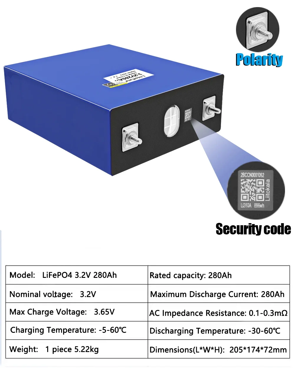16 peças liitokala 3.2v 280ah lifepo4 bateria célula de lítio ferro fosfato solar rv grau a diy 12v 24v 48v rv barco energia doméstica