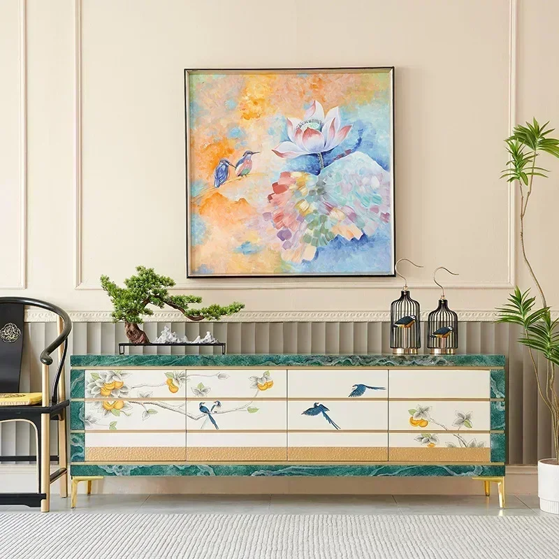 

Modern light luxury French cream style new Chinese original painted tomato ruyi living room