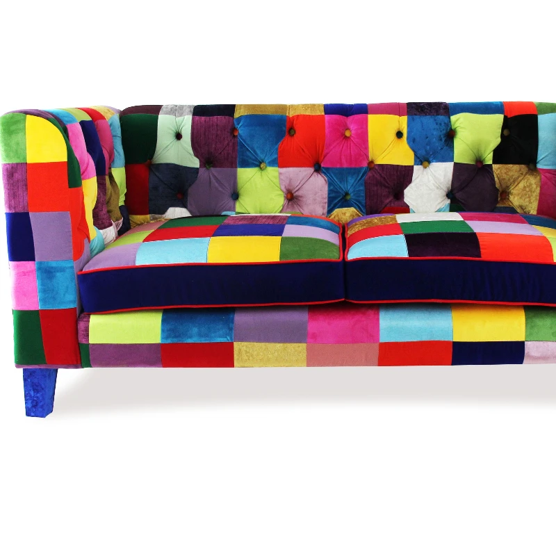 

Clothing store color splicing double sofa modern simple contrasting color multi-seat small living room sofa combination