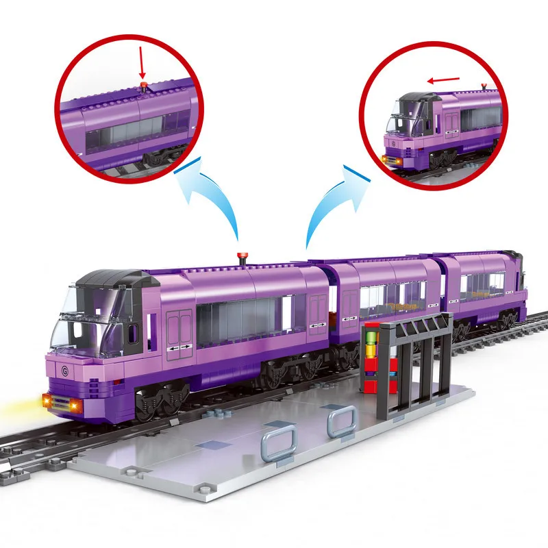 DIY Blocks Assembly Rail Train Electric Train  Railroad Conveyance Kids Model Bricks Toys Brinquedos For Children Gifts