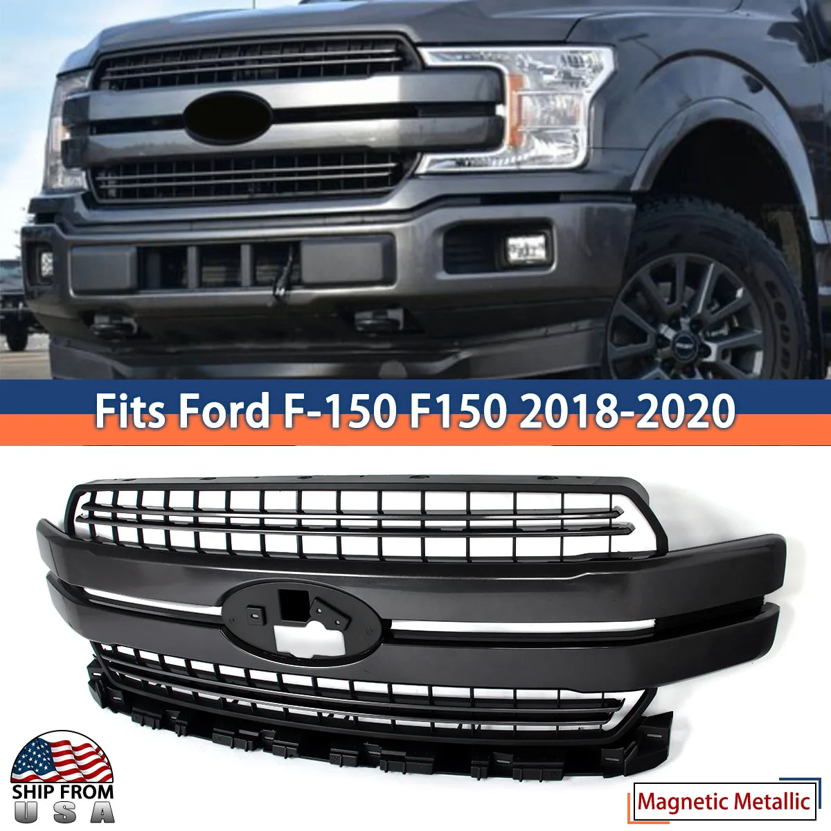 Fit For Ford F-150 F150 2018-2020 Lariat Style Upper Bumper Hood Mesh Grid for Front Upper Grill Racing Grills Replacement