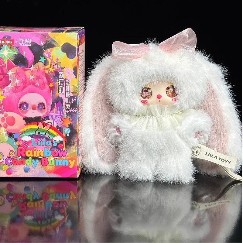

Authentic Liila Rainbow Candy Rabbit Plush Blind Box Doll Keychain Cute Stuffed Bunny Pendant For Bag Charm Kids Girls