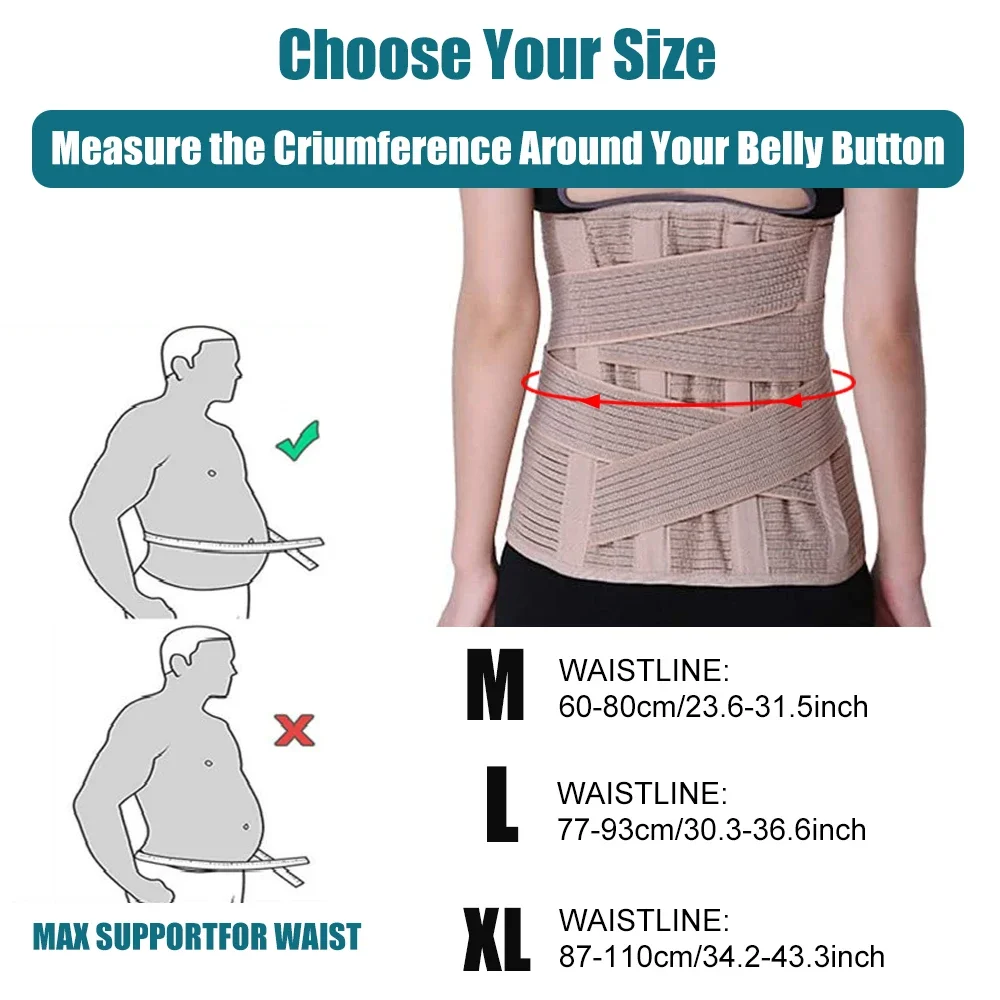 Adjustable Back Compression Brace Wrist Support Women Men Pain Relief Lower Back Brace Sciatica Lumbar Brace Belt Lifting
