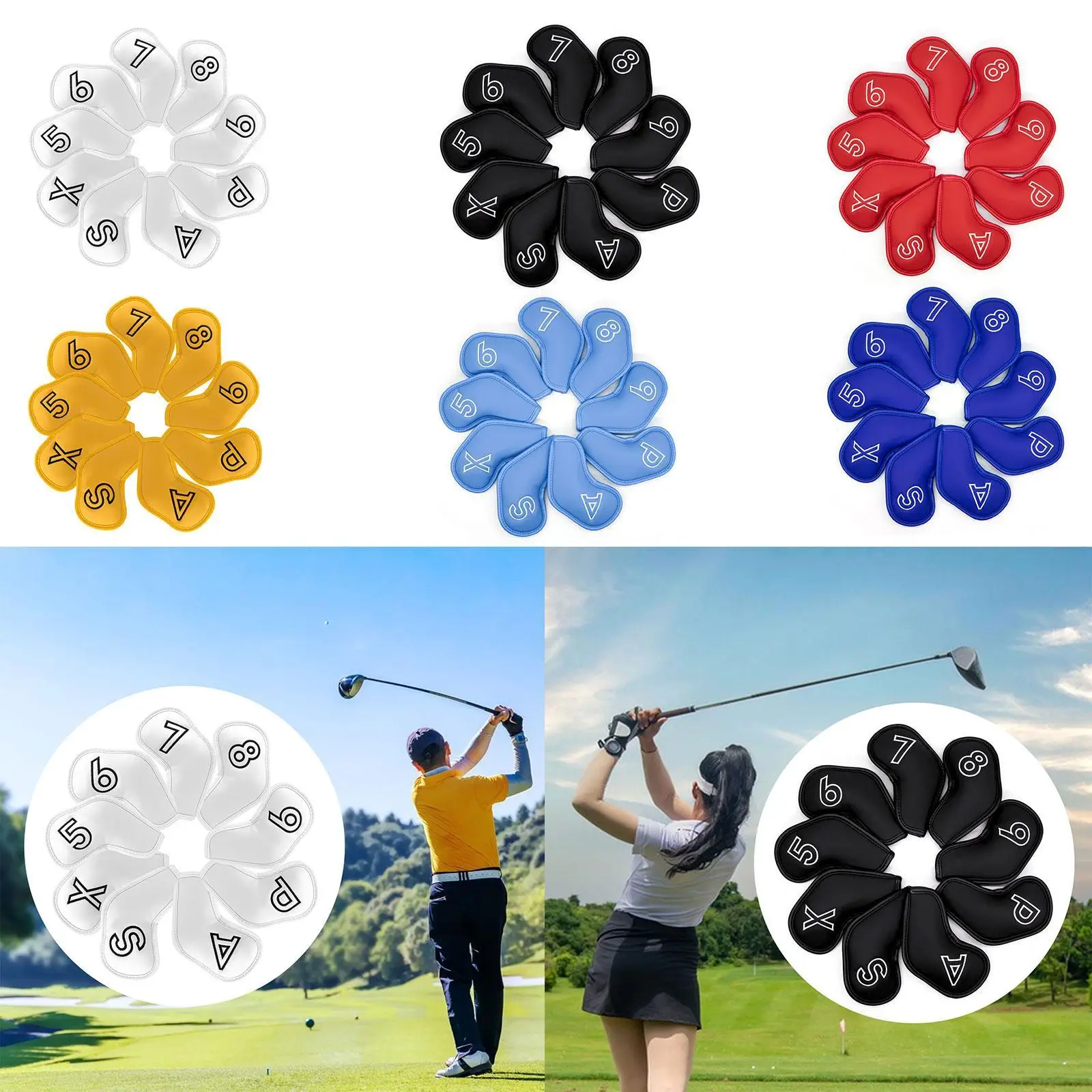 

9 Pieces Golf Club Headcovers Anti Scratch Wear Resistant Golfer Equipment Protective Sleeve Accessories Golf Club Protector