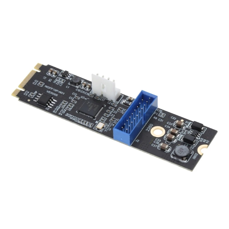 NVME para Type-C Front Type-E A-Key 19PIN Extensão USB3.2 Placa adaptadora 5Gbps