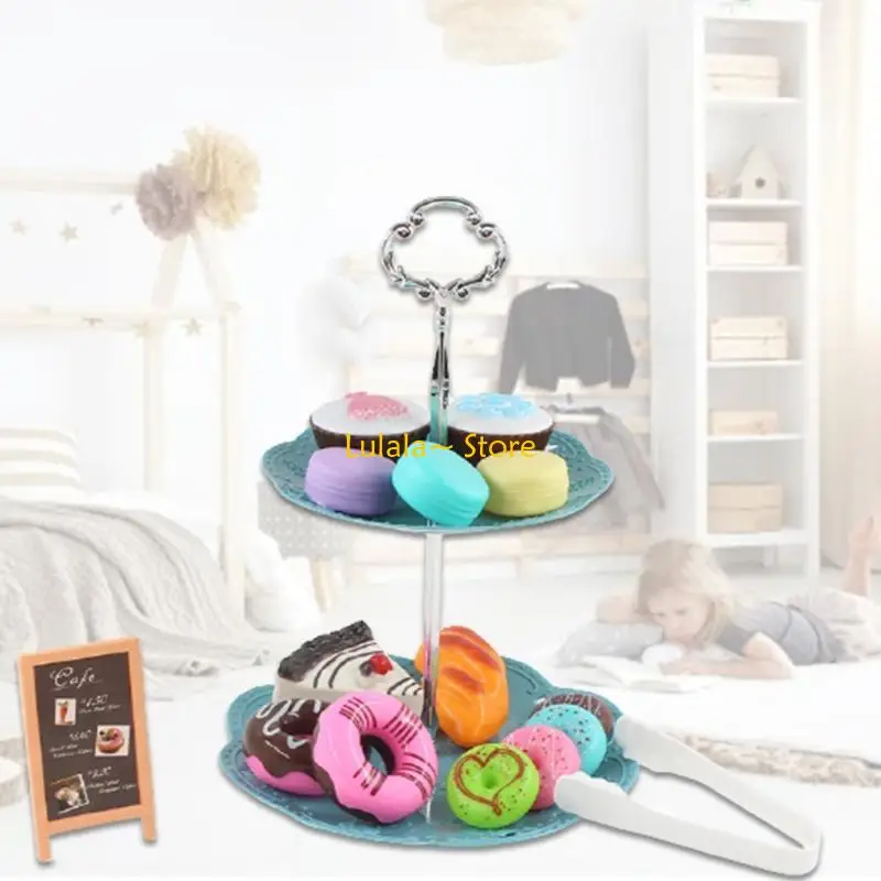 Y4QA طقم شاي ألعاب التظاهر للعب الحلوى ولعبة صانع القهوة للأعمار 3 4 5 6 7 8 داخلي وخارجي للأطفال الصغار