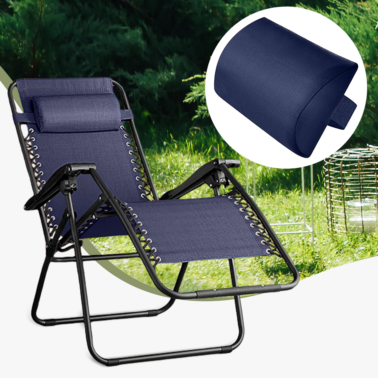 Recliner Headrest Beach Folding Chairs Teslin Pad Pillow Garden Backyard Picnics Sling Lounge Chair Head Cushion Adjustable