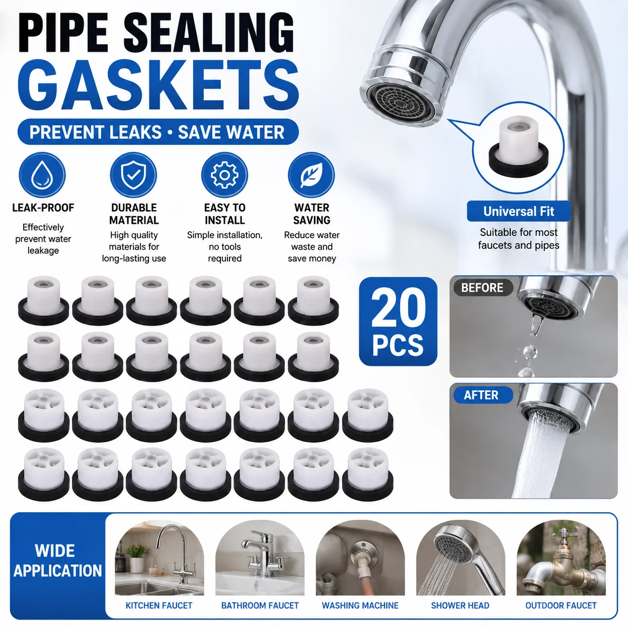 10PCS Backflow Prevention Shower Check Valve Gaskets Plumbing Sealing Washers for Mixing Valves Shower Heads Durable