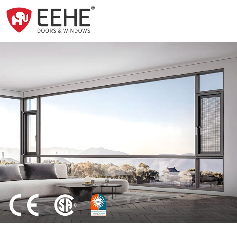 EEHE Modern Swing Casement Windows NFRC Certified Soundproof Aluminum Frame Triple Glazed Low-E Glass Tilt and Turn