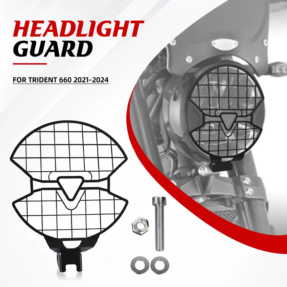 

Motorcycle Accessories Aluminium Headlight Guard Grille Cover Head Light Protector Grill FOR Trident 660 2021-2022-2023-2024