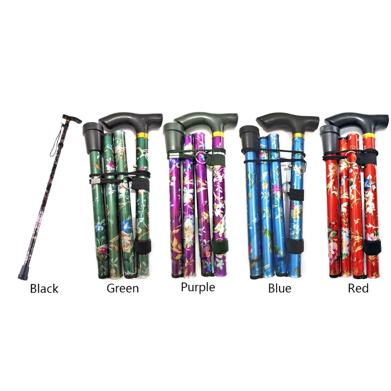 Folding Walking Cane Ultralight Cane Walking Travel Trekking Hiking Pole Adjustable Cane with Carrying D0UE