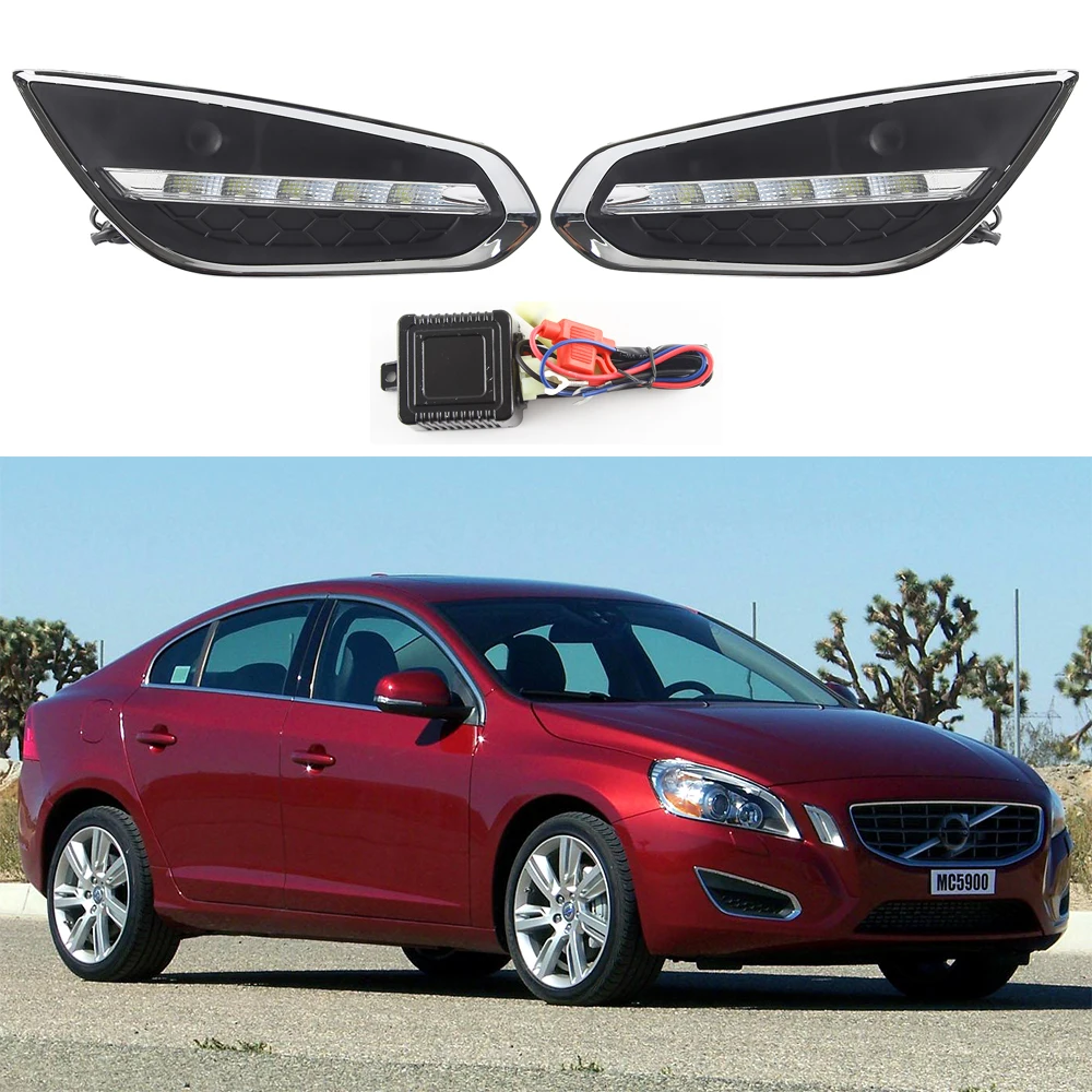 

LED DRL Car Daytime Running Light Front Driving Fog Lamps Assembly Accessories For Volvo S60 2011 2012 2013