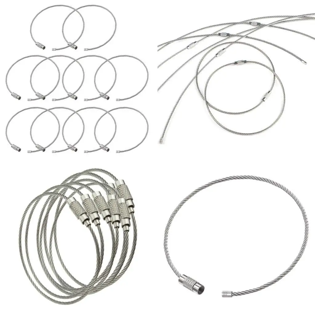 

31BB 10 Pack Durable Wire Rings Stainless Steel Wire Keys Chain for Luggage Tags